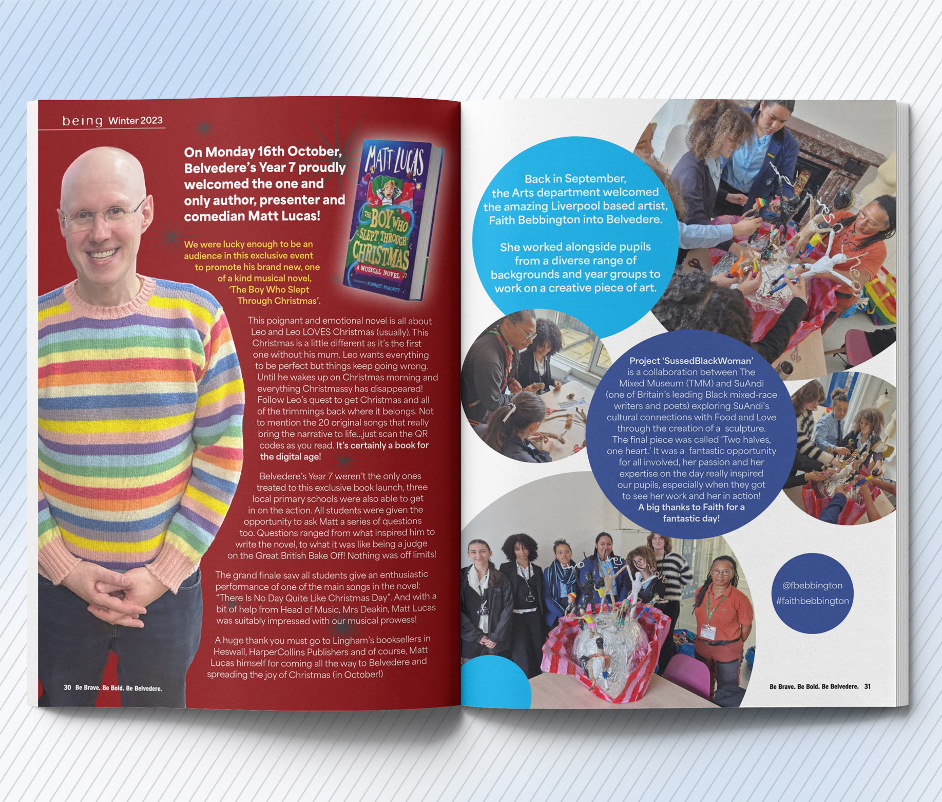 Belvedere Academy ezine magazine spread Being Spring 2024 Matt Lucas